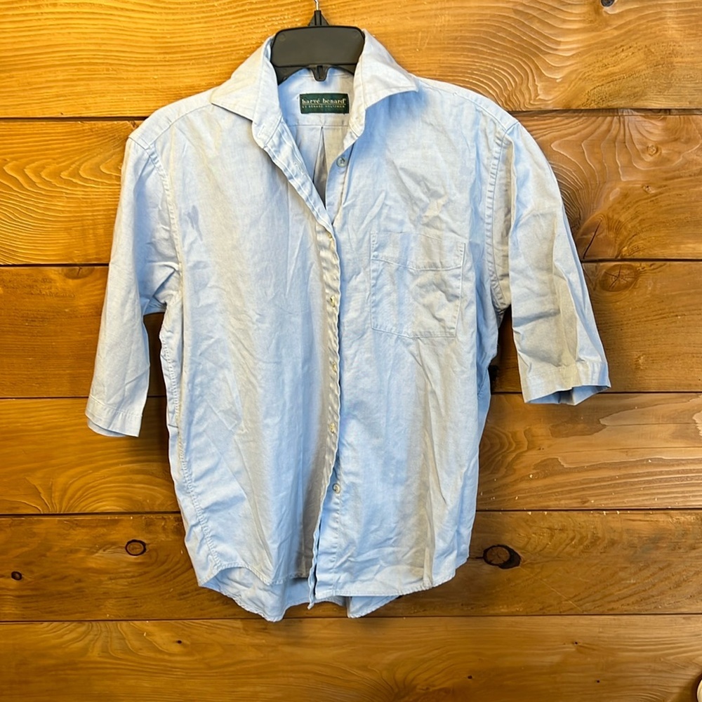 Harve Benard by Bernard Holtzman Button‎ Down Shirt Mendy PTP22 Blue Half Sleeve